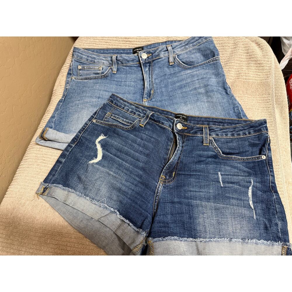 Just Black Denim Jean Shorts Bundle Size 29 Rolled Cuffed Distressed Blue Summer